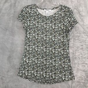 White House Black Market Top Womens XS Green Blue Crew Neck Cap Sleeve Tee New